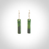 Hand carved large New Zealand jade drop earrings. Made by NZ Pacific from real jade. Online jewellery for sale online by NZ Pacific. Hand carved here in New Zealand by Ric Moor.